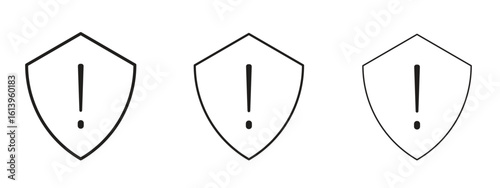Shield exclamation icon symbol. Linear style sign for mobile concept