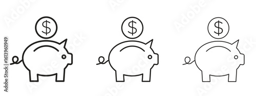 Piggy bank icon symbol. Linear style sign for mobile concept