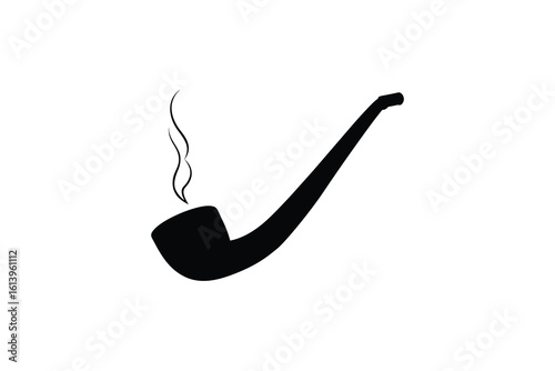 Classic Smoking Pipe with Smoke Silhouette on White Background for Print and Design silhouette simple elegant