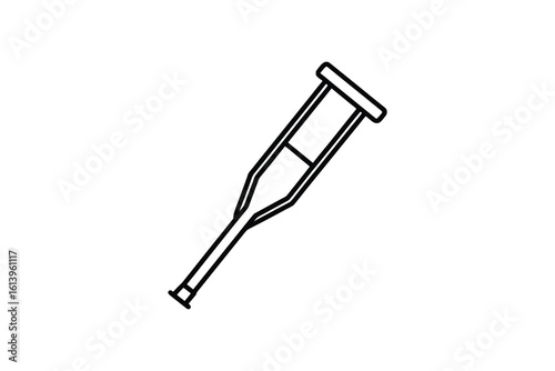 Simple Black and White Forearm Crutch Illustration for Medical Assistance and Mobility silhouette simple forearm crutch