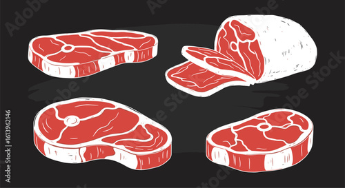 A collection of deliciously rendered cuts of fresh red meat for culinary enthusiasts to enjoy