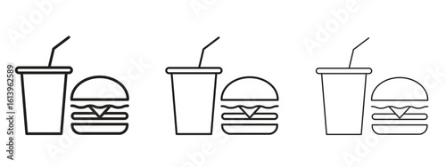 Hamburger soda icon symbol. Linear style sign for mobile concept