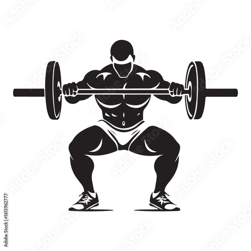 Weight lifting man silhouette vector isolated on white background, Weightlifter vector silhouette 