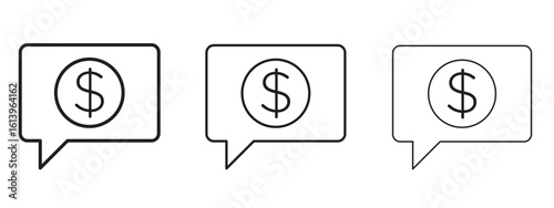 Comment dollar icon symbol. Linear style sign for mobile concept