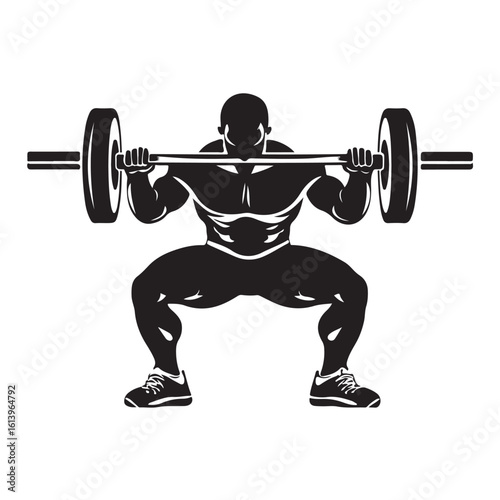 Weight lifting man silhouette vector isolated on white background, Weightlifter vector silhouette 