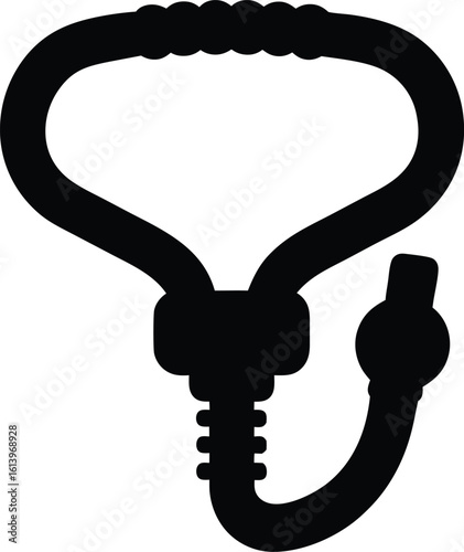 Black silhouette icon of a medical instrument stethoscope for healthcare professionals and doctors in medical practice showing diagnosis examination of patients