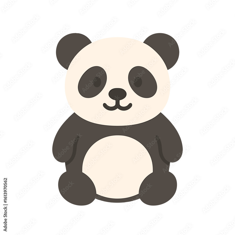 Fototapeta premium Cartoon panda sitting with a friendly expression on a transparent background 