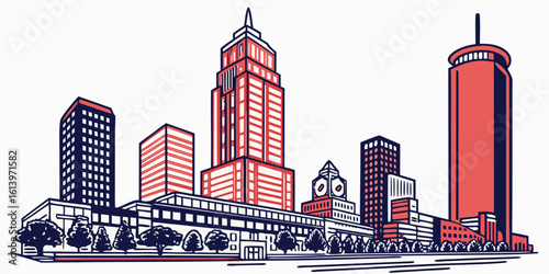 Vector Houston Silhouette: Iconic Towers 