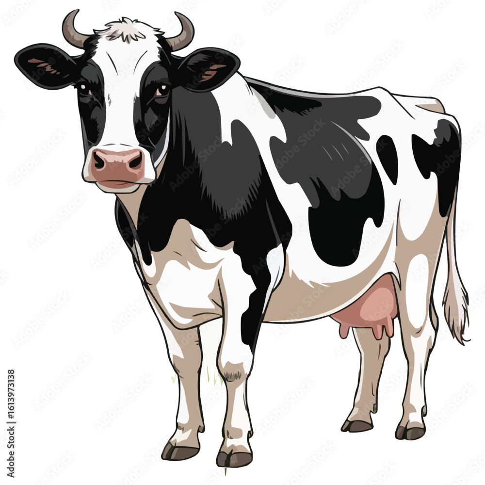Fototapeta premium Cute Cartoon Cow Illustration in Flat Vector Style