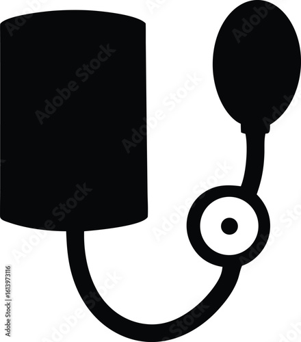 Black Silhouette of Blood Pressure Monitor for Healthcare Concepts and Medical Equipment Visualization with Clean Design