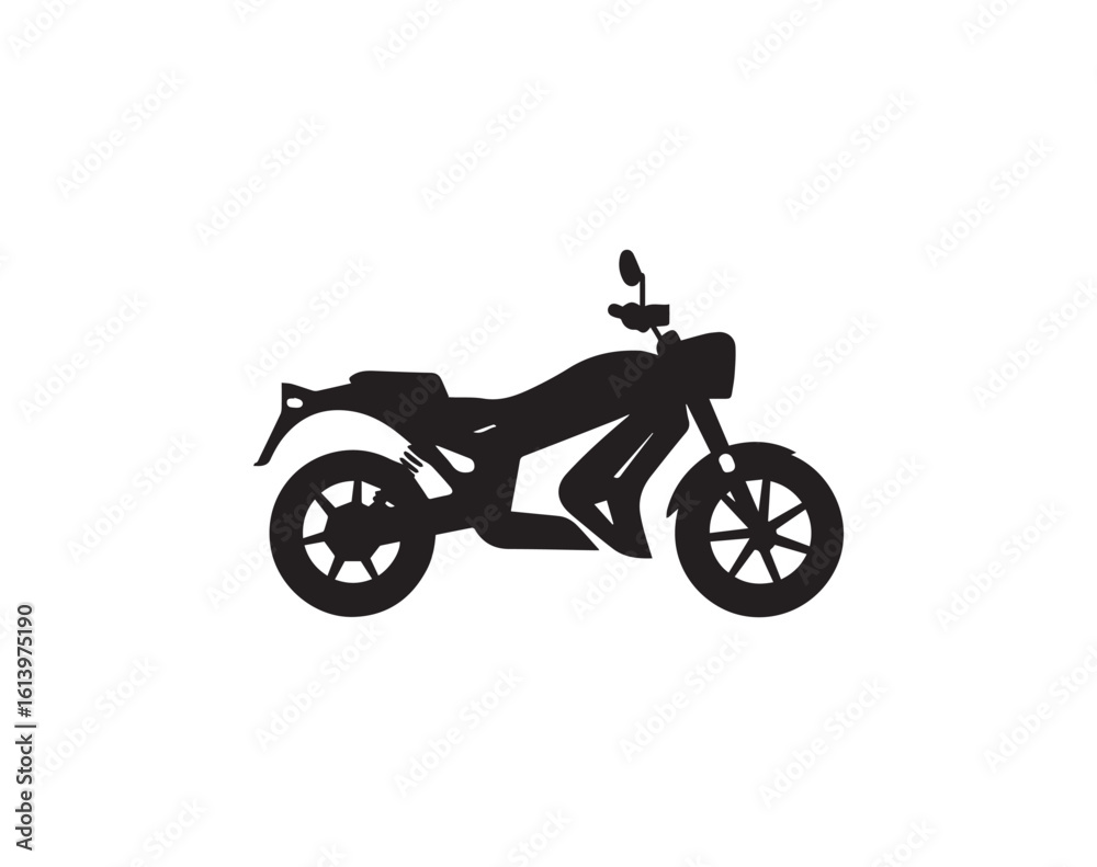 Silhouette icon of a black motorbike isolated on a clean white background Silhouette icon of a black motorbike isolated on a clean white background