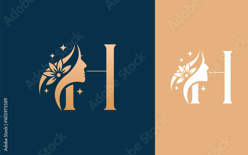 Abstract Initial letter H with natural beauty logo design vector illustration