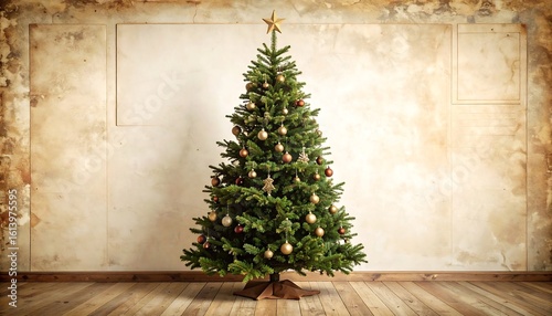 Christmas tree in a vintage room