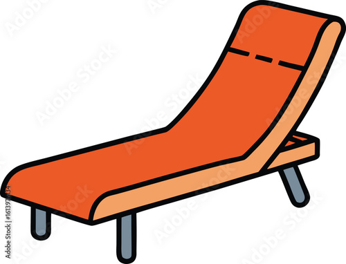 lounge chair with footrest vector illustration on transparent background