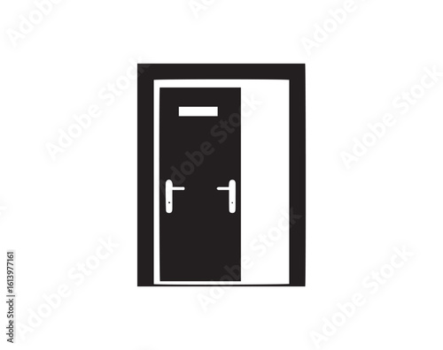 Black Door Icon Entrance, Accessibility, Design Element, Simplicity, Modern, Minimalism, Silhouette, Architecture
