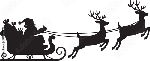 Santa in sleigh with reindeers, Christmas Santa sleigh Vector