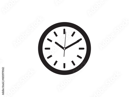 Black and white showing analog clock face with time indicating ten to ten