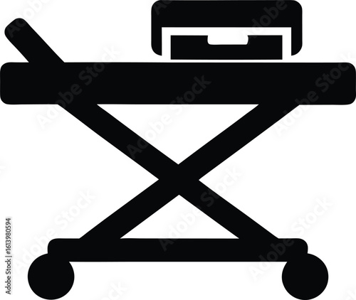 Hospital gurney icon isolated on white background black silhouette for medical use and health care vector illustration