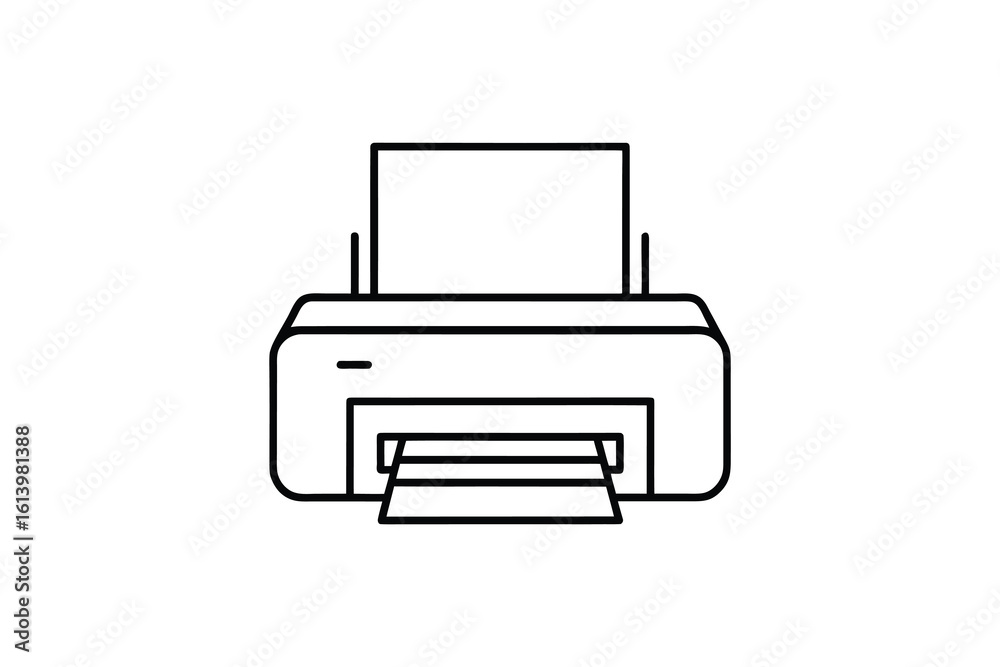 Simple Printer Icon Line Art Silhouette Simple Printer Icon Line Art Silhouette