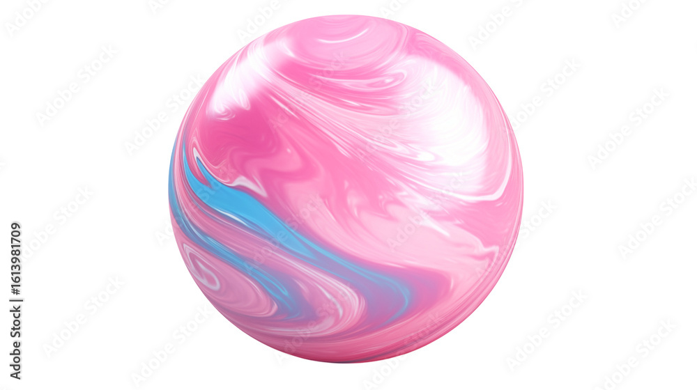 Fototapeta premium Swirling pink and blue marble sphere with a glossy finish creates a modern and vibrant design element