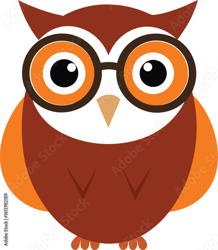 owl with glasses vector illustration on transparent background