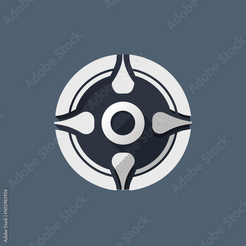 Three Pronged Record Spindle Adapter Silhouette on white background