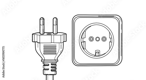 Electrical plug and socket schuko type f for eu power outlet illustration vector drawing design