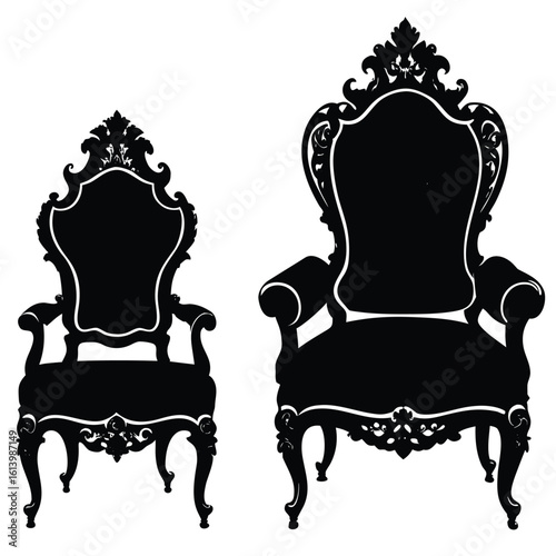 Wallpaper Mural Ornate black armchairs with decorative carvings carved Torontodigital.ca