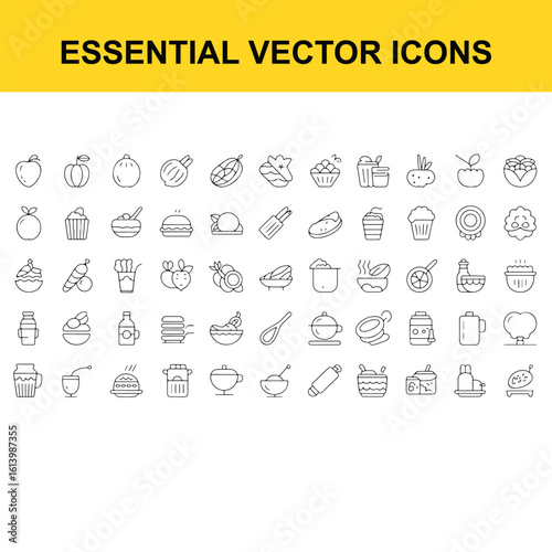 Collection of Food and Kitchen Outline Icons food icons
