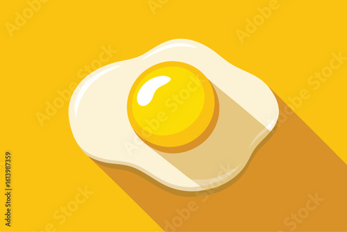 Fried Egg Icon with Bright Yellow Yolk silhouette on white background