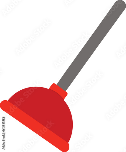 plunger with red handle vector illustration on transparent background