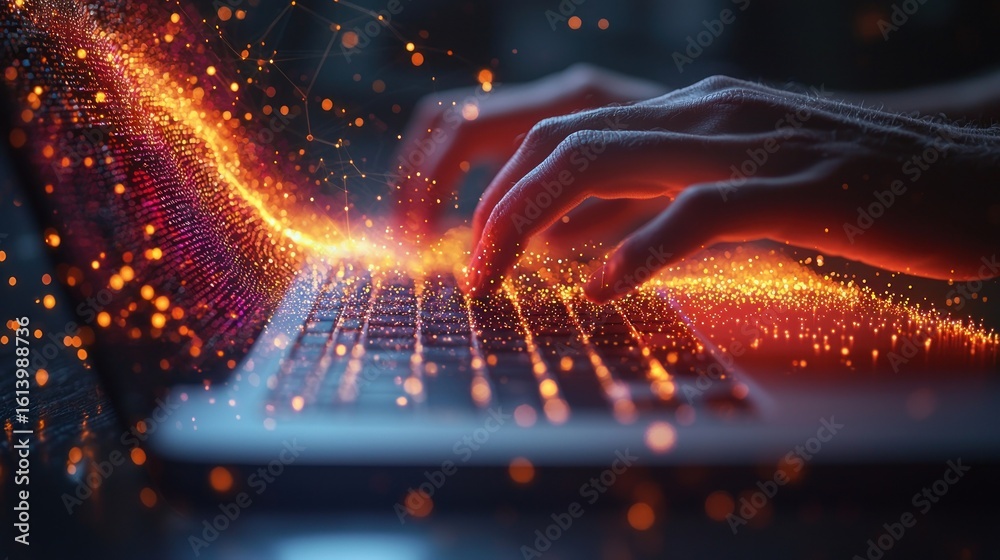 Fototapeta premium Digital Innovation: A Blaze of Data