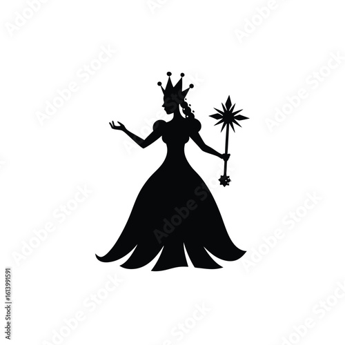 Εκτύπωση καμβά Vector silhouette of a festive snow queen with crown