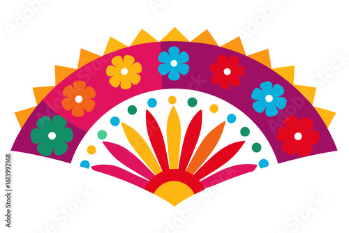 Festive Mexican Papel Picado Fan Vector for Cultural Events