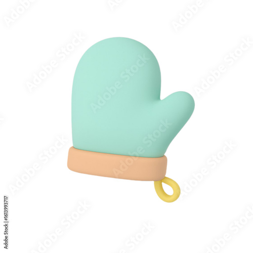 Cute cartoon mitten with loop isolated on transparent background