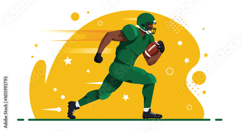 Dynamic Football Player Running with Ball