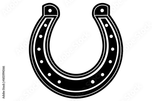 Lucky Horse Shoe Rustic Metal Vector Illustration