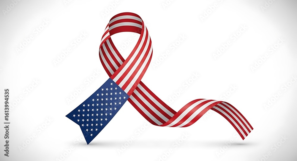 Fototapeta premium American Flag Ribbon Symbol of Patriotism and Support for Veterans