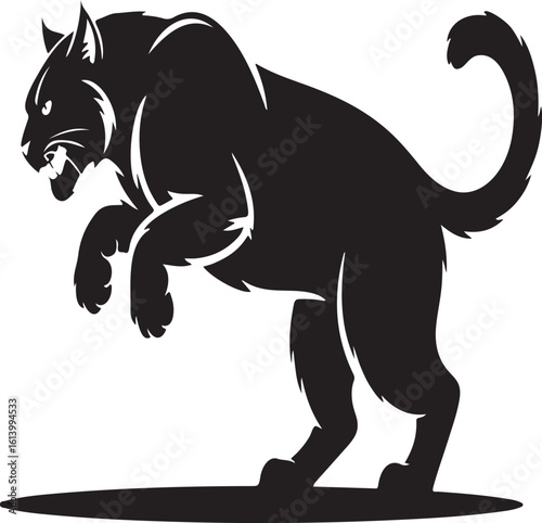 A cartoon vector illustration featuring black panther, cat, and wolf animal silhouettes, capturing the wild essence of these mammals