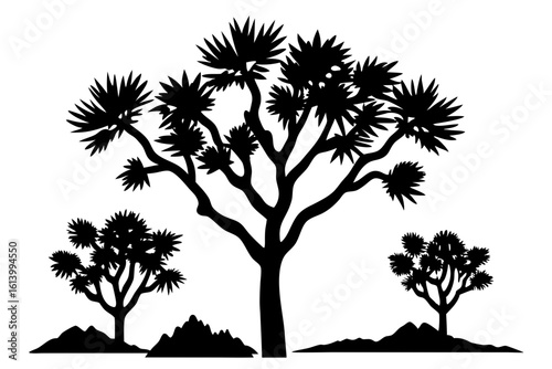 Sparse Joshua Tree Desert Vector Drawing Art