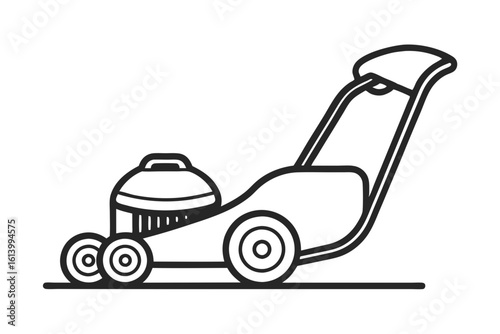 Lawn Mower Icon on White Background Vector Art