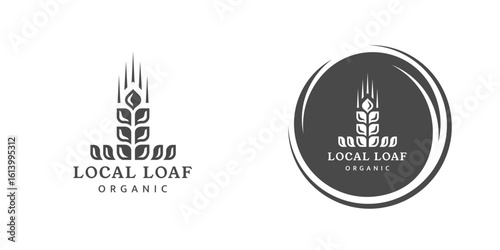 Wheat logo vintage isolated on white background. Label template for farm with wheat. Round emblem with ears silhouette. Vector Illustration