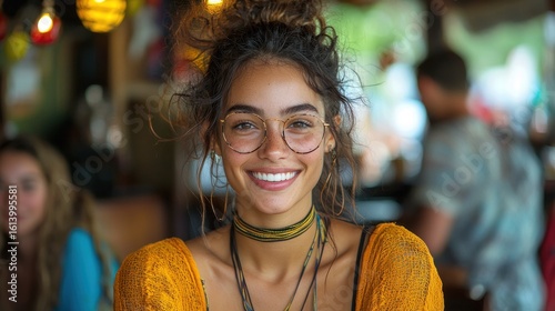 Portrait of a Smiling Young Woman with Glasses