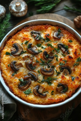Creamy Mushroom Casserole Baked With Cheese and Herbs for a Comforting Meal