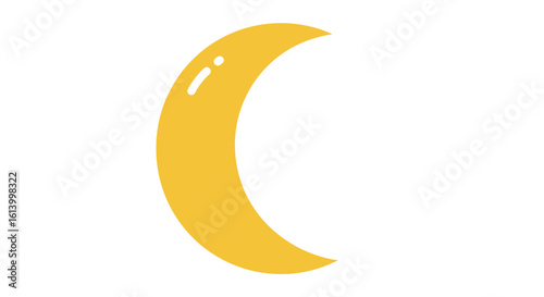 Simple Yellow Crescent Moon Illustration on White Background for Graphic Design