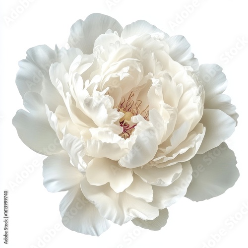 white peony flower isolated on white background .