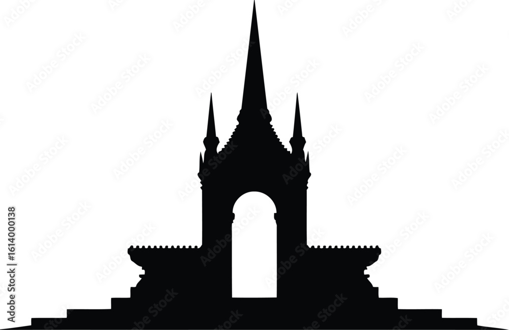 Fototapeta premium Temple Silhouette Vector Illustration Asian Architecture Structure Design Element