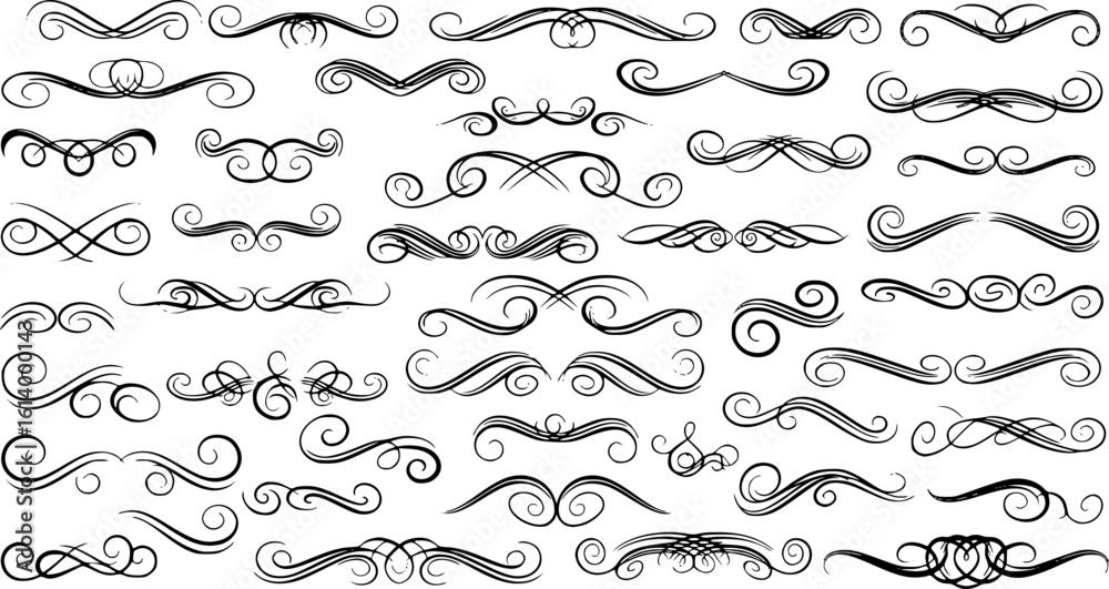 Obraz premium Swirl Design Flourish Elements Collection, vector EPS