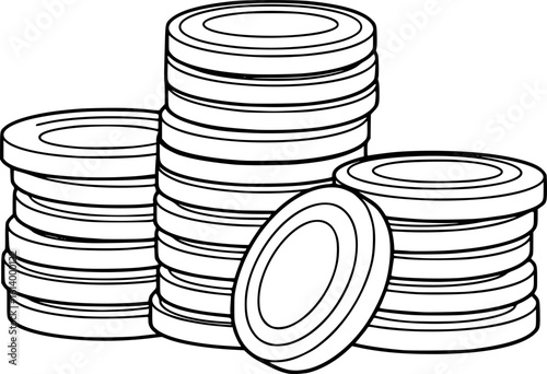 Gold Coins Stack - Cartoon Vector Illustration
