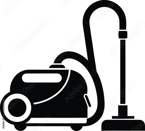 Vacuum cleaner silhouette, cleaning appliance line art, household tool vector, minimal home device, floor care icon